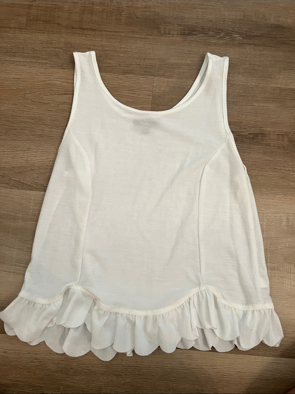 Topshop White Sleeveless Ruffle-Hem Tank
